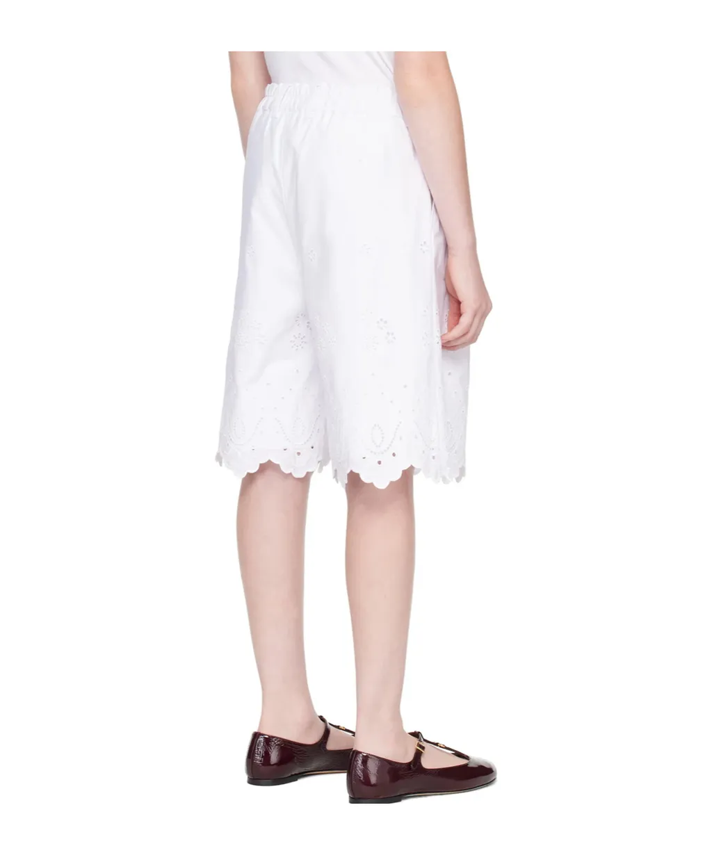 Poplin And Broderie Anglaise Shorts