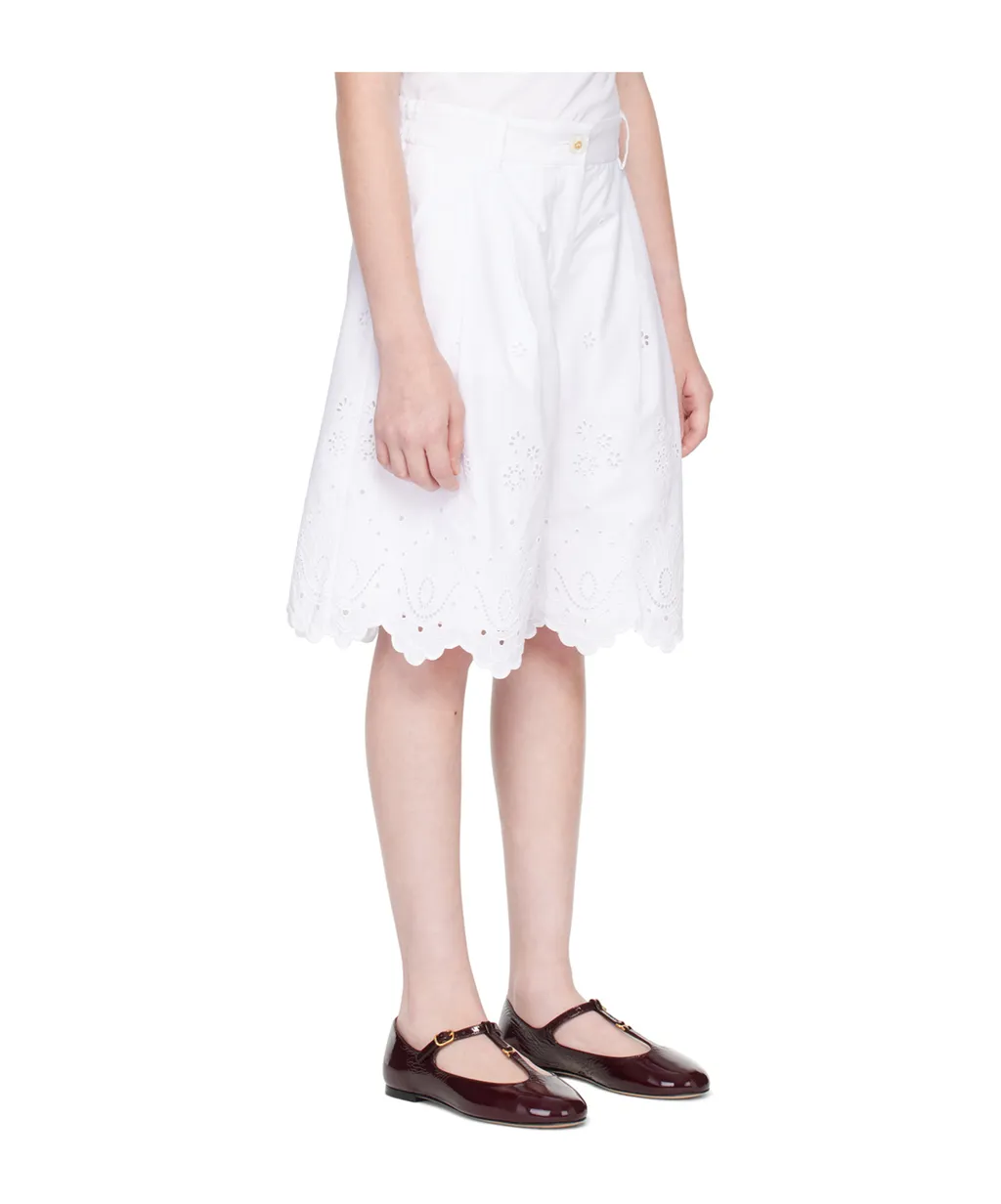 Poplin And Broderie Anglaise Shorts