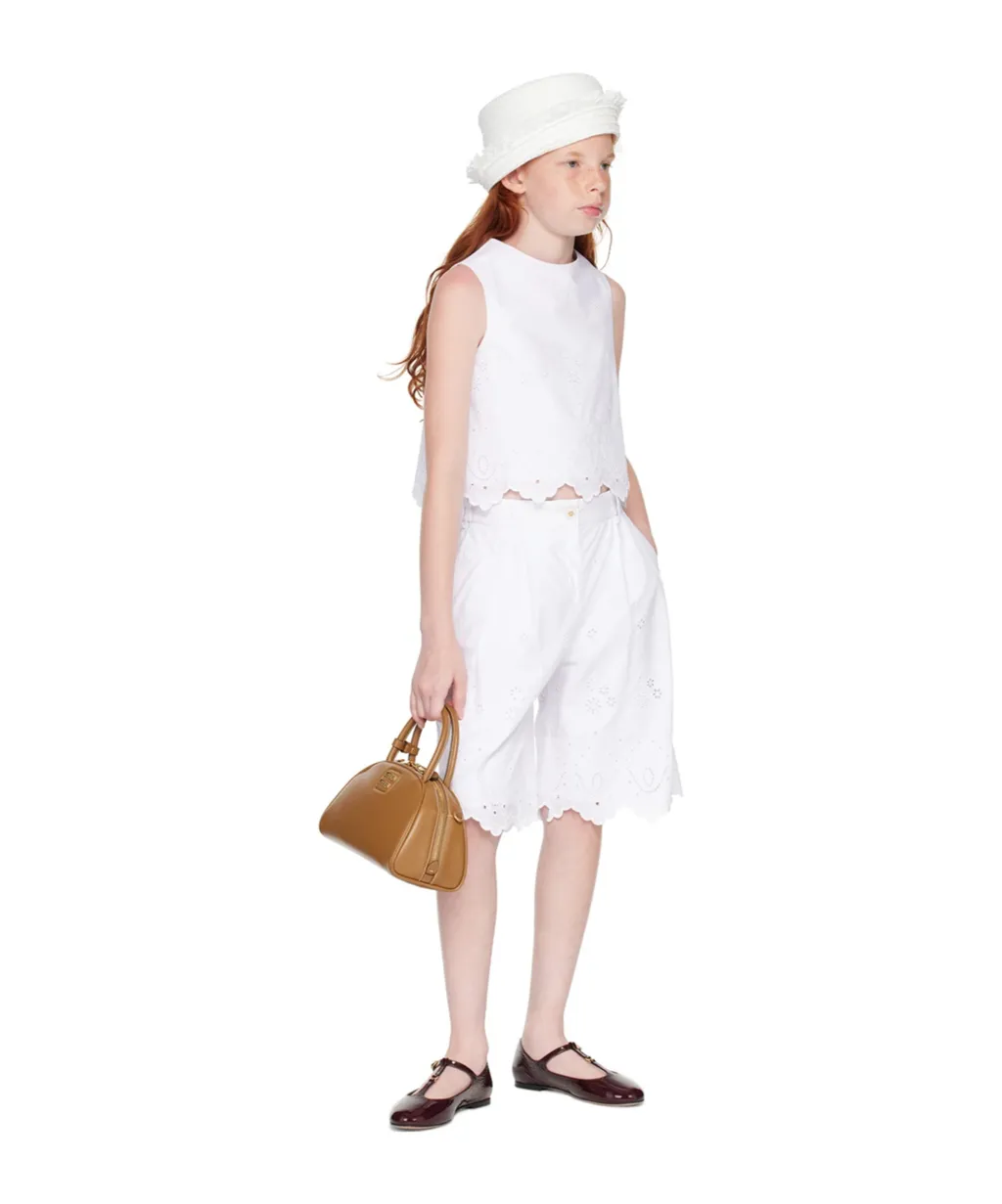 Poplin And Broderie Anglaise Shorts