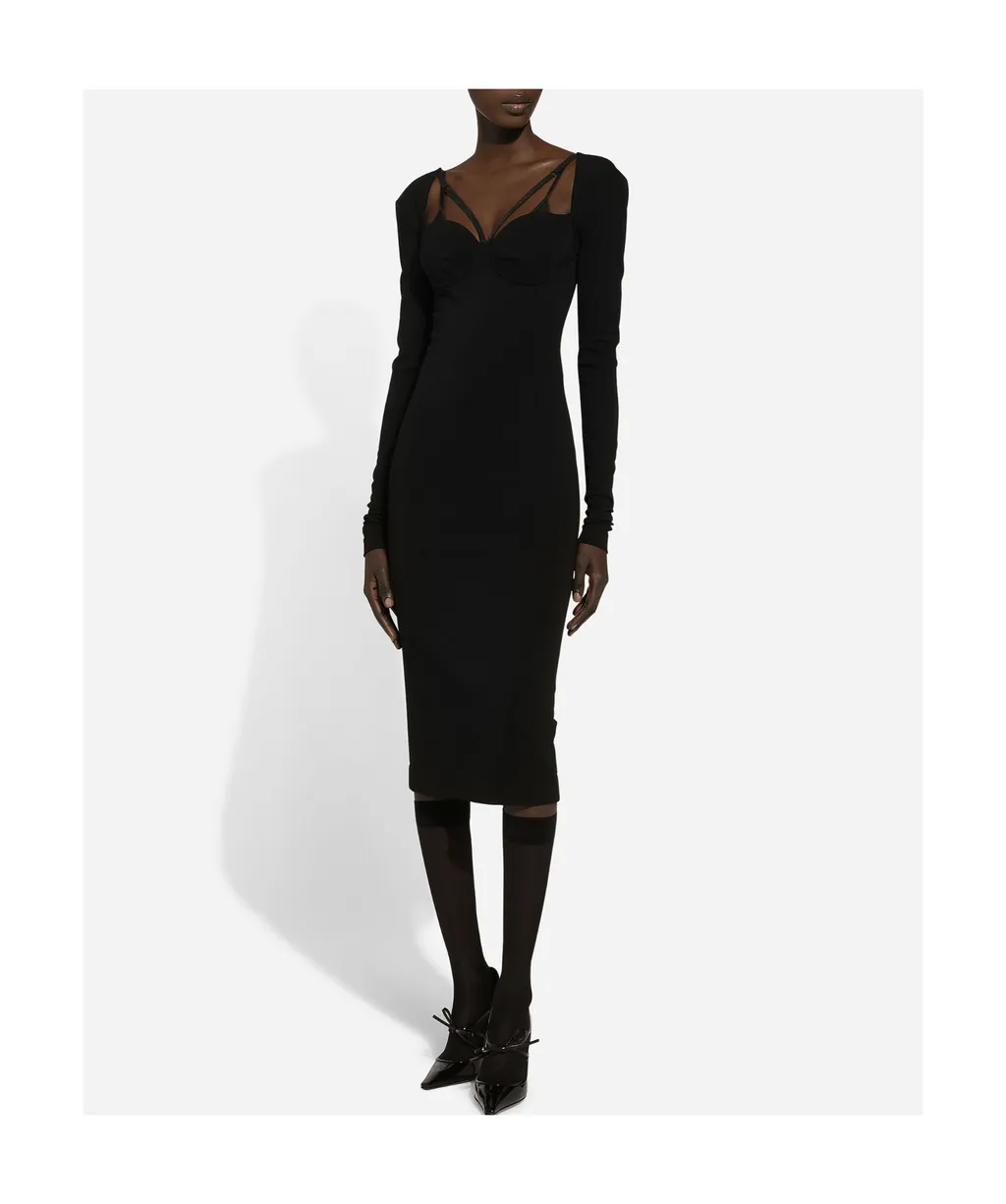 Jersey Milano Rib Calf-Length Dress