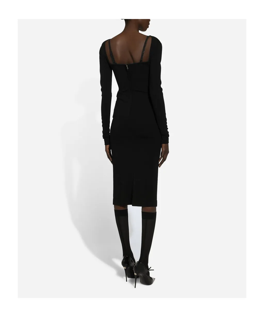 Jersey Milano Rib Calf-Length Dress