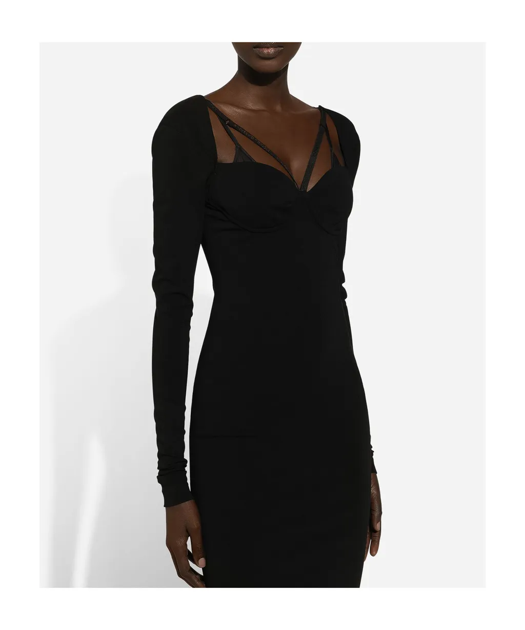 Jersey Milano Rib Calf-Length Dress