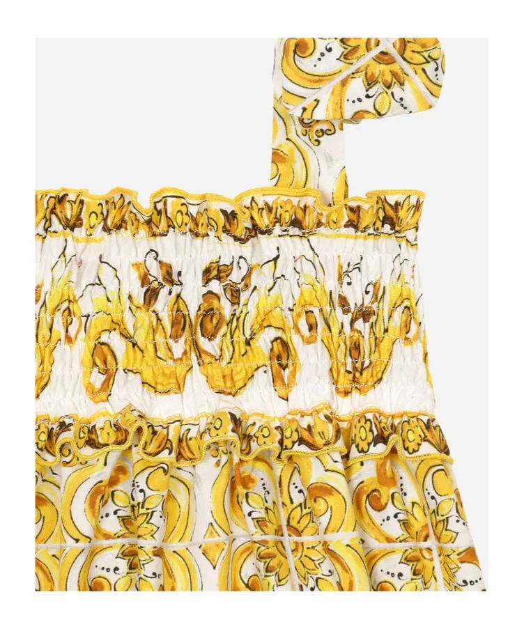 Majolica-Printed Sleeveless Romper