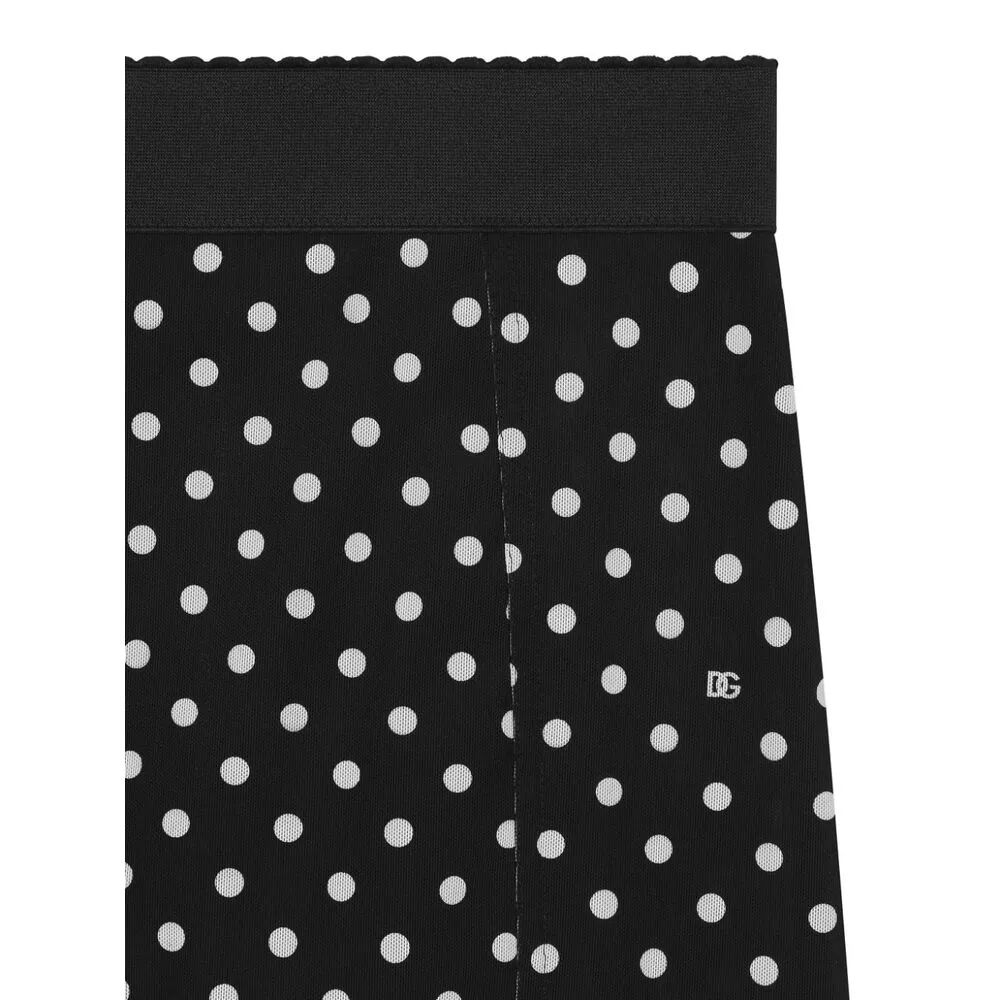 Polka-Dot Printed Midi Marquisette Pencil Skirt