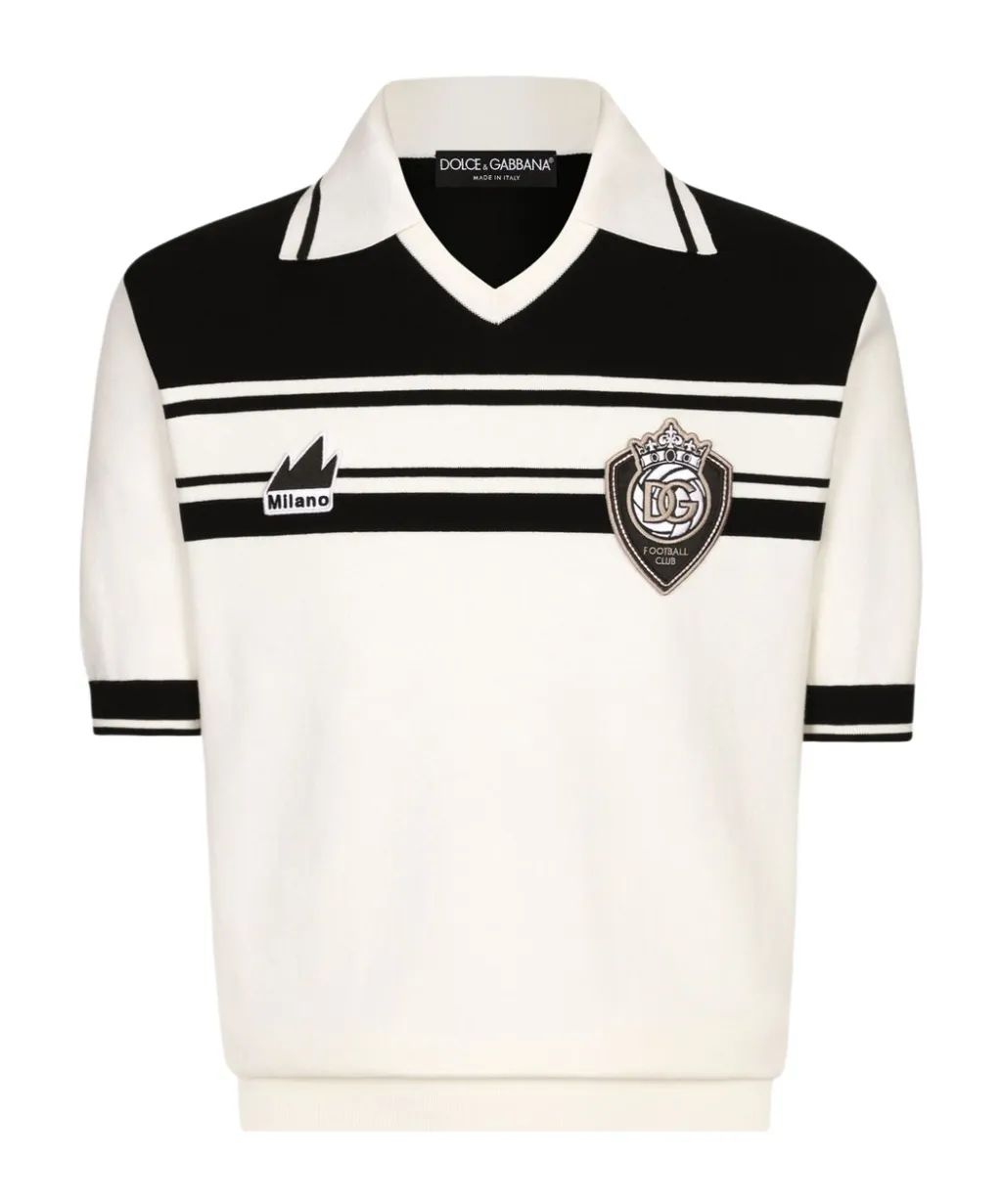 Logo Patch V-Neck Polo Shirt