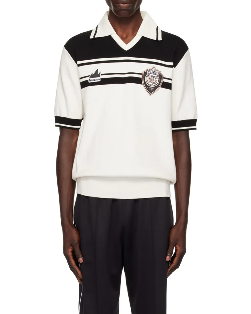 Logo Patch V-Neck Polo Shirt