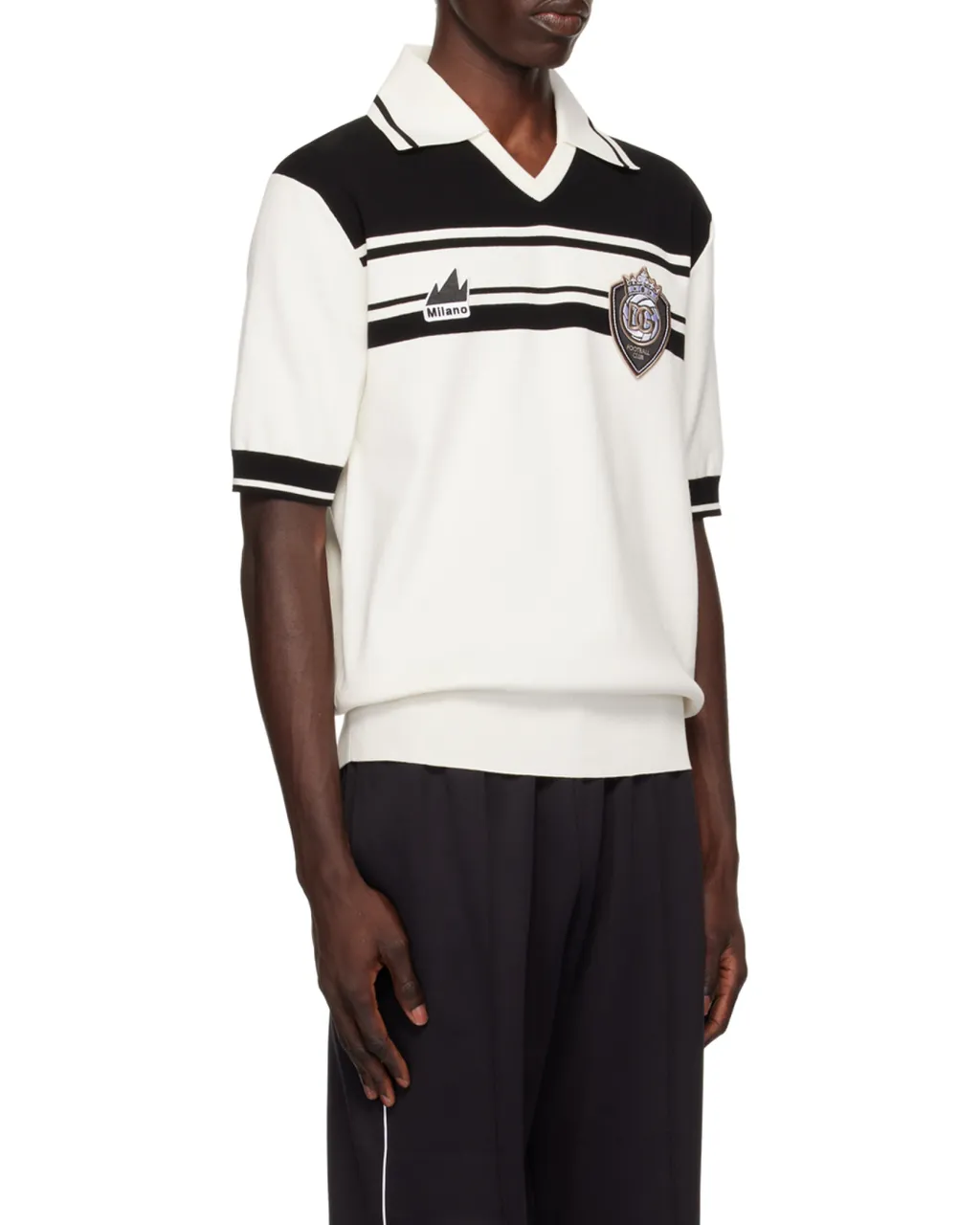 Logo Patch V-Neck Polo Shirt