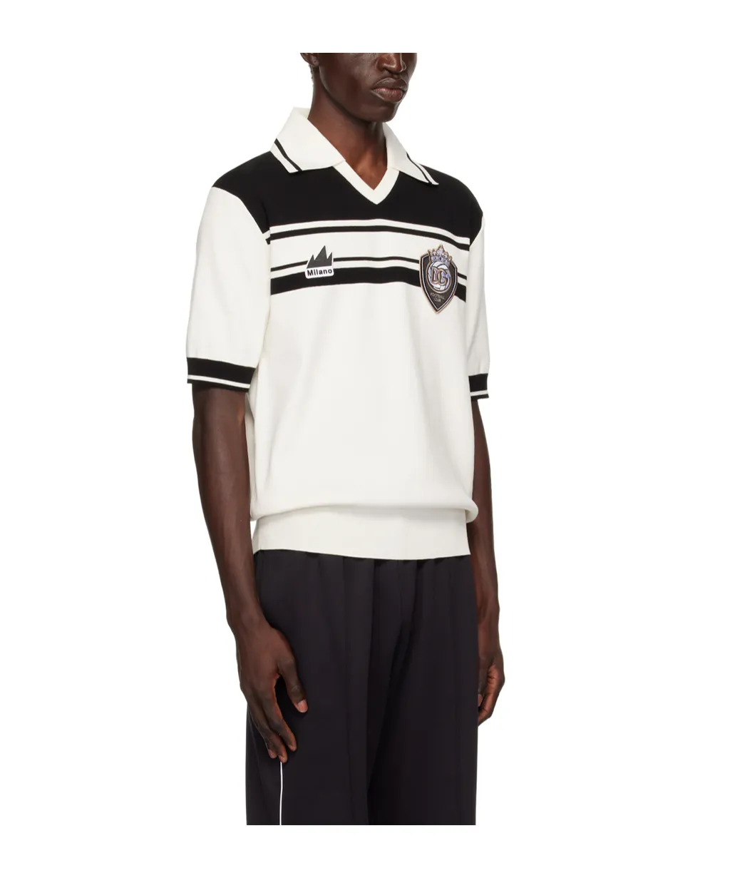 Logo Patch V-Neck Polo Shirt