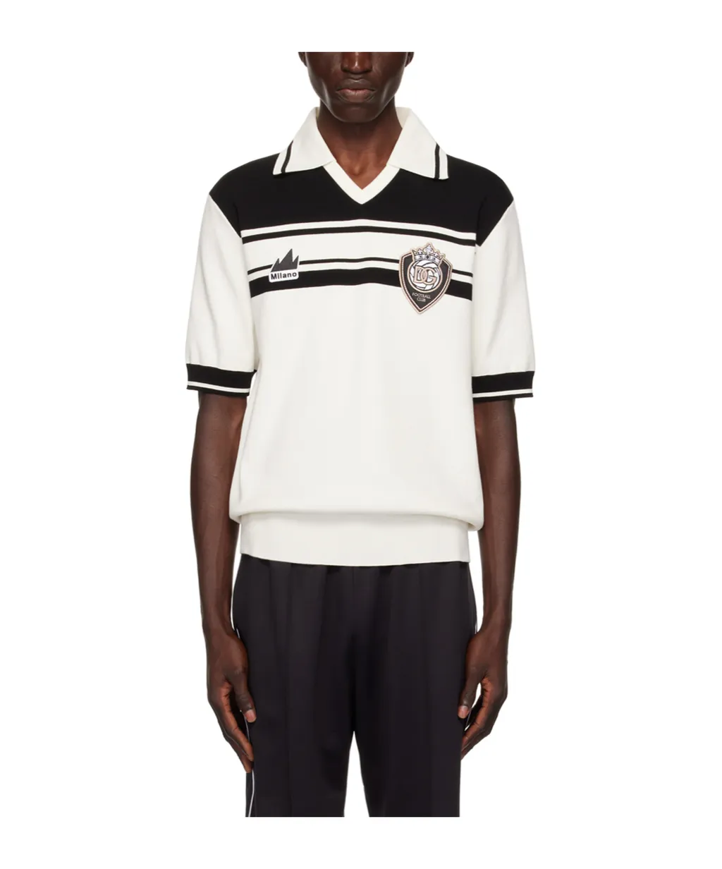 Logo Patch V-Neck Polo Shirt