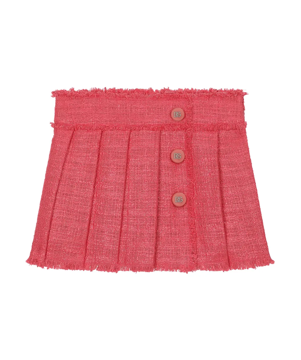 Pleated Tweed Miniskirt