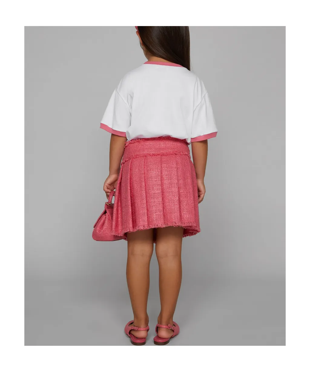 Pleated Tweed Miniskirt