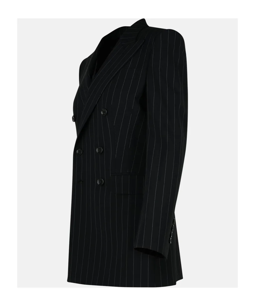 Double-Breasted Pinstriped Blazer