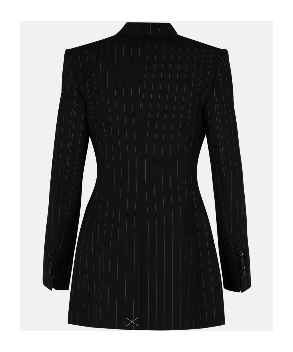 Double-Breasted Pinstriped Blazer