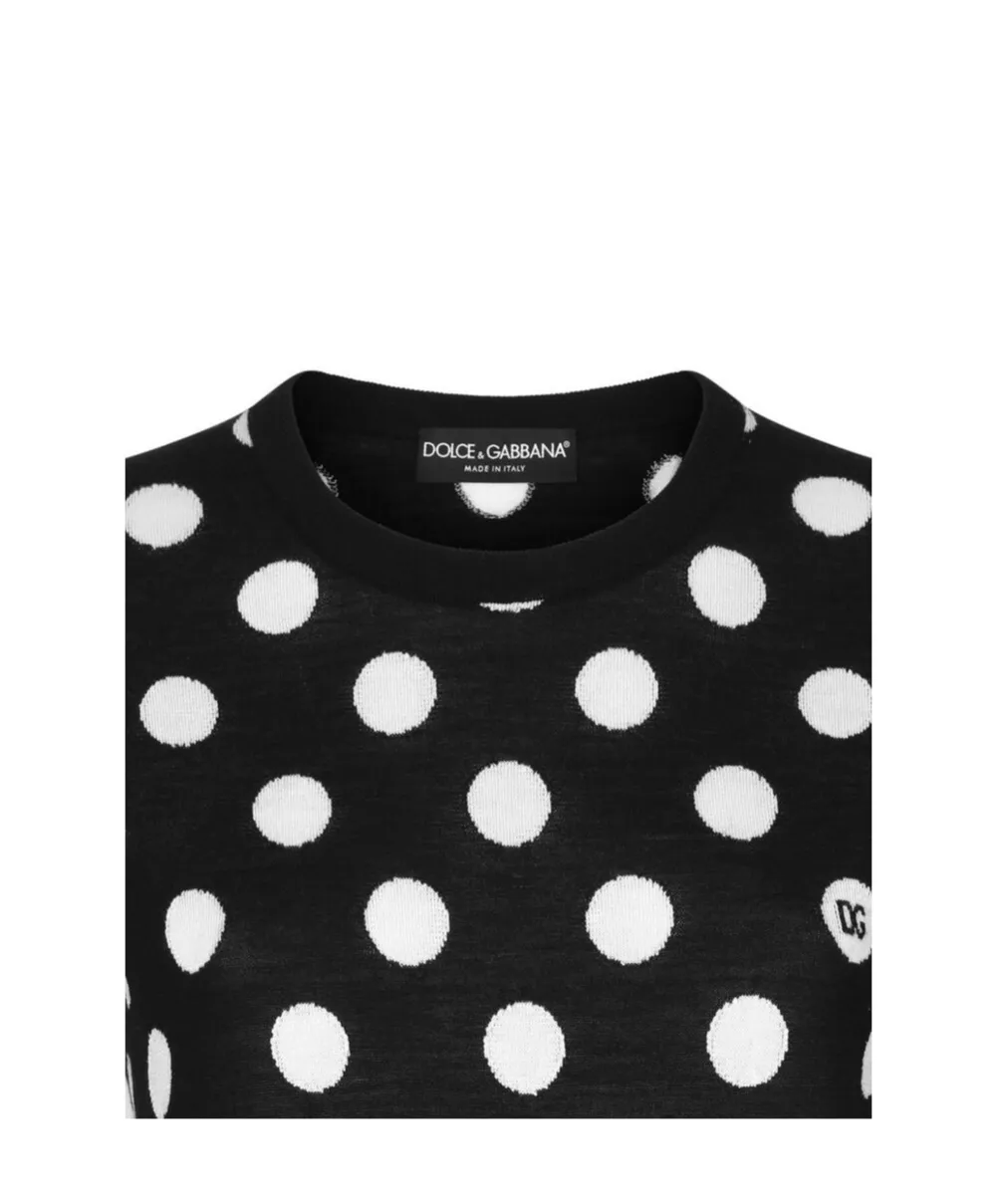 Polka-Dot Inlay Knitted Tank Top