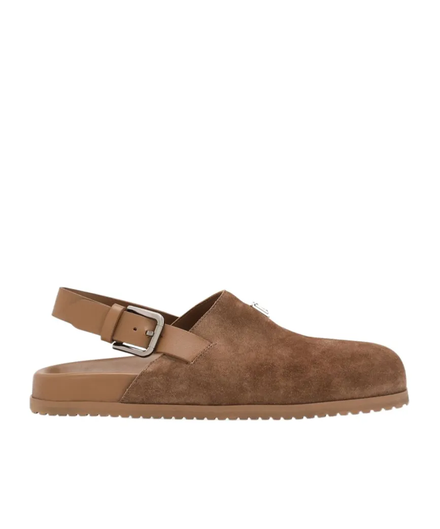 Logo Plaque Round Toe Mules