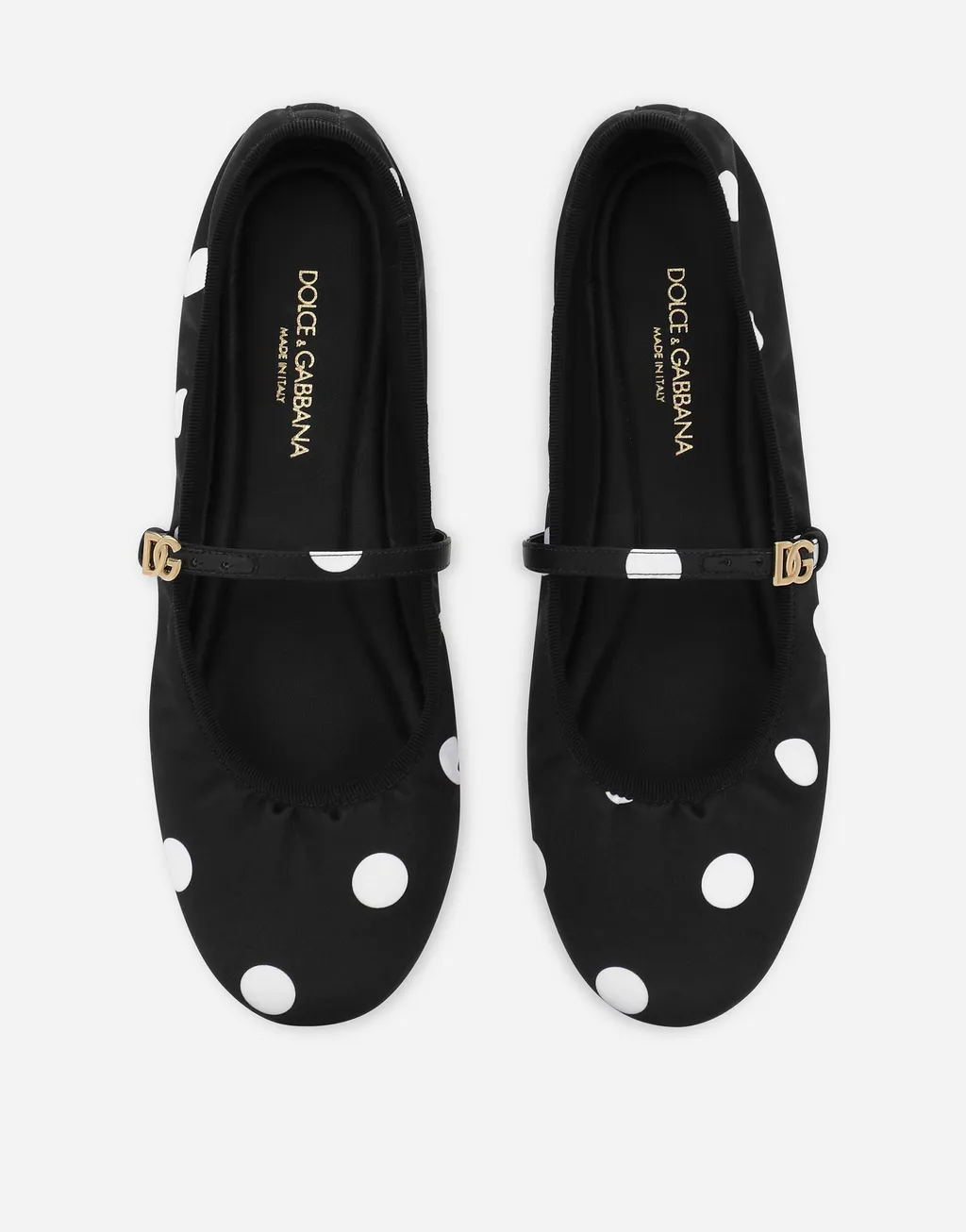 Polka-Dot Printed Satin Ballet Flats