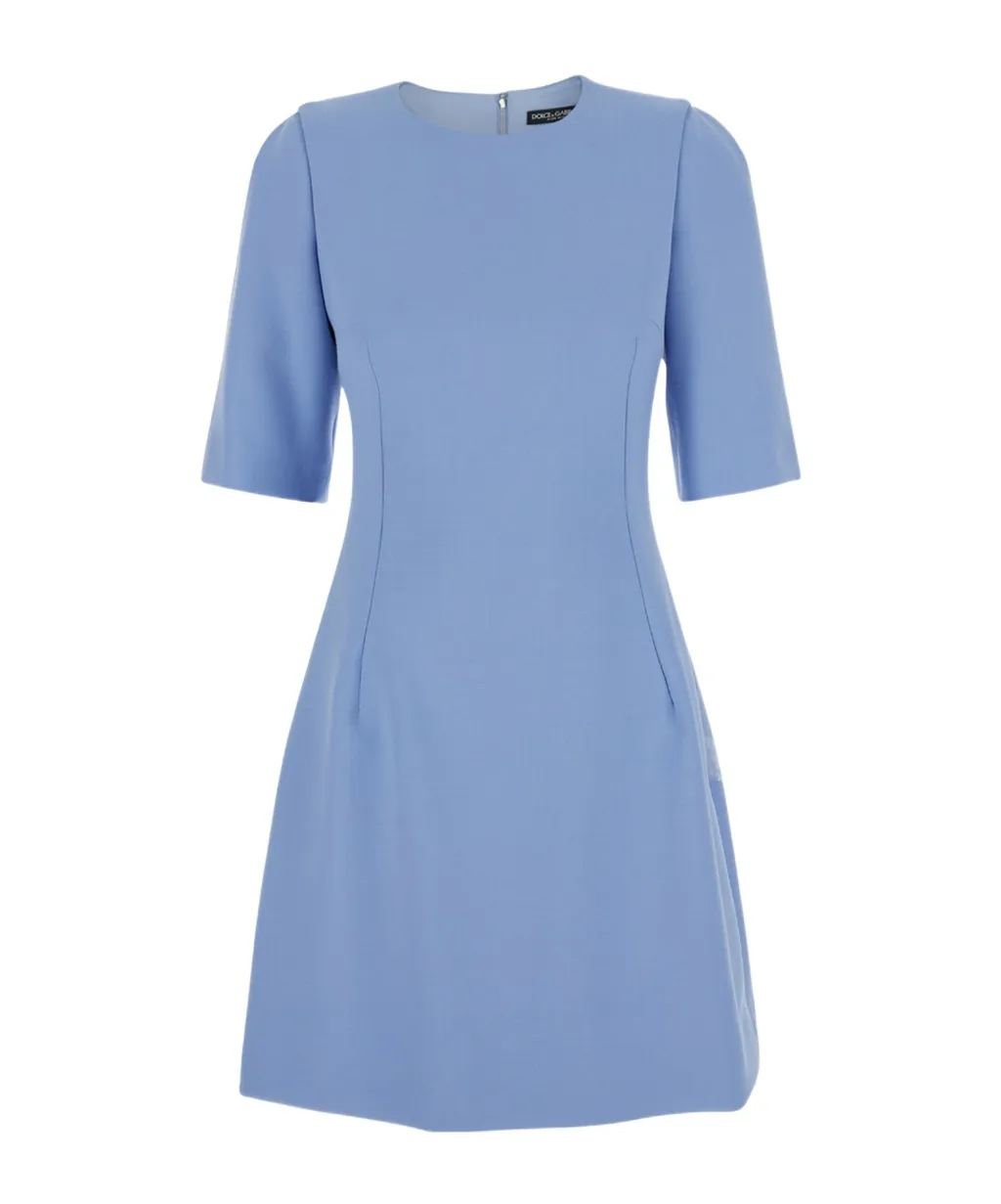 Fitted Waist Short-Sleeved Midi Dress