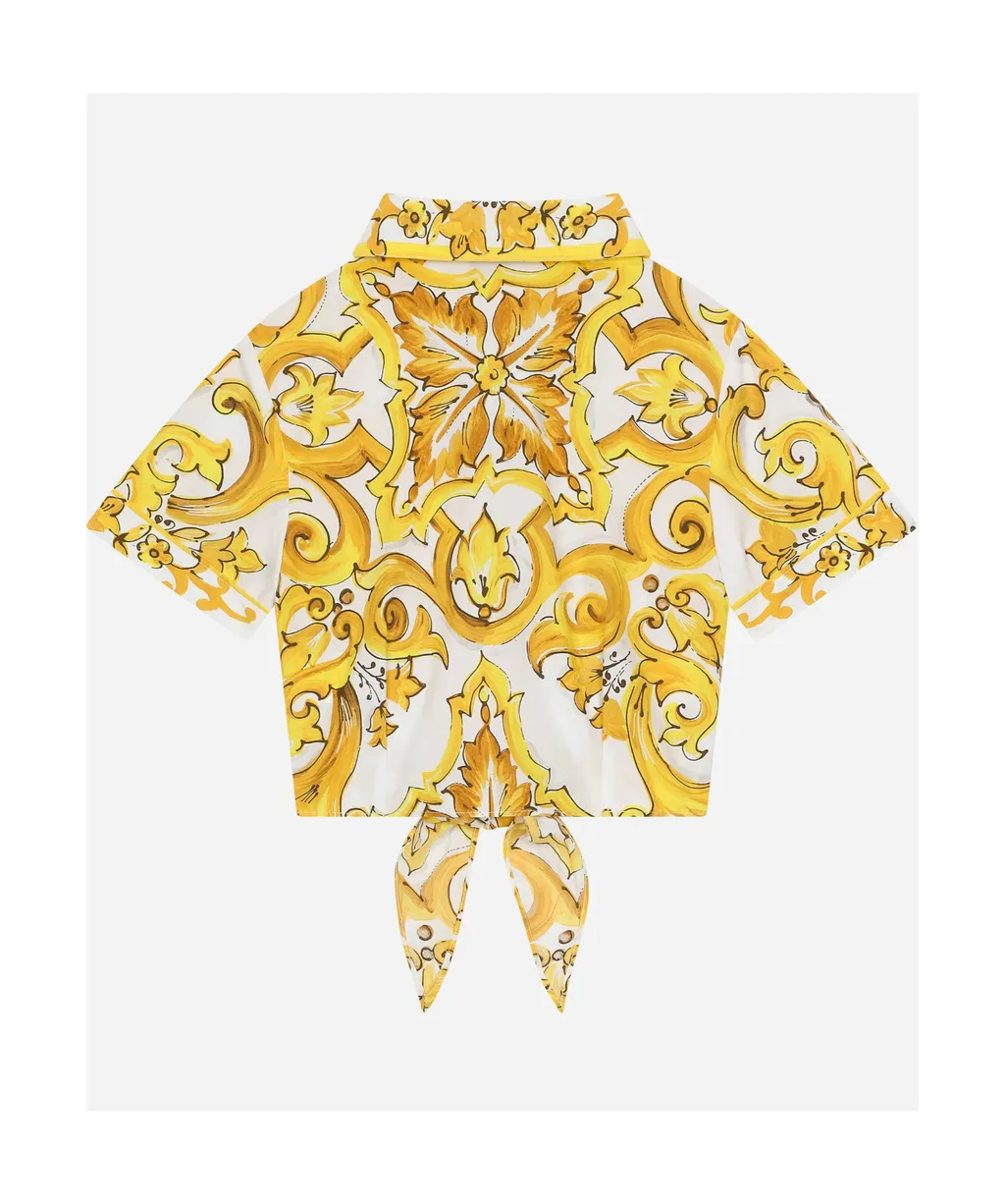 Majolica Tie Cropped Shirt