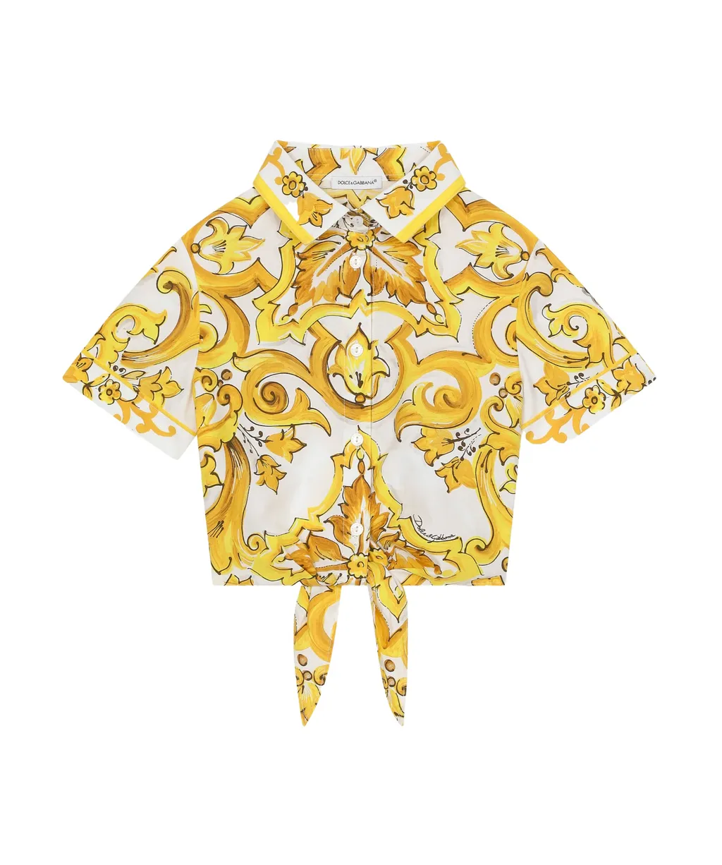 Majolica Tie Cropped Shirt