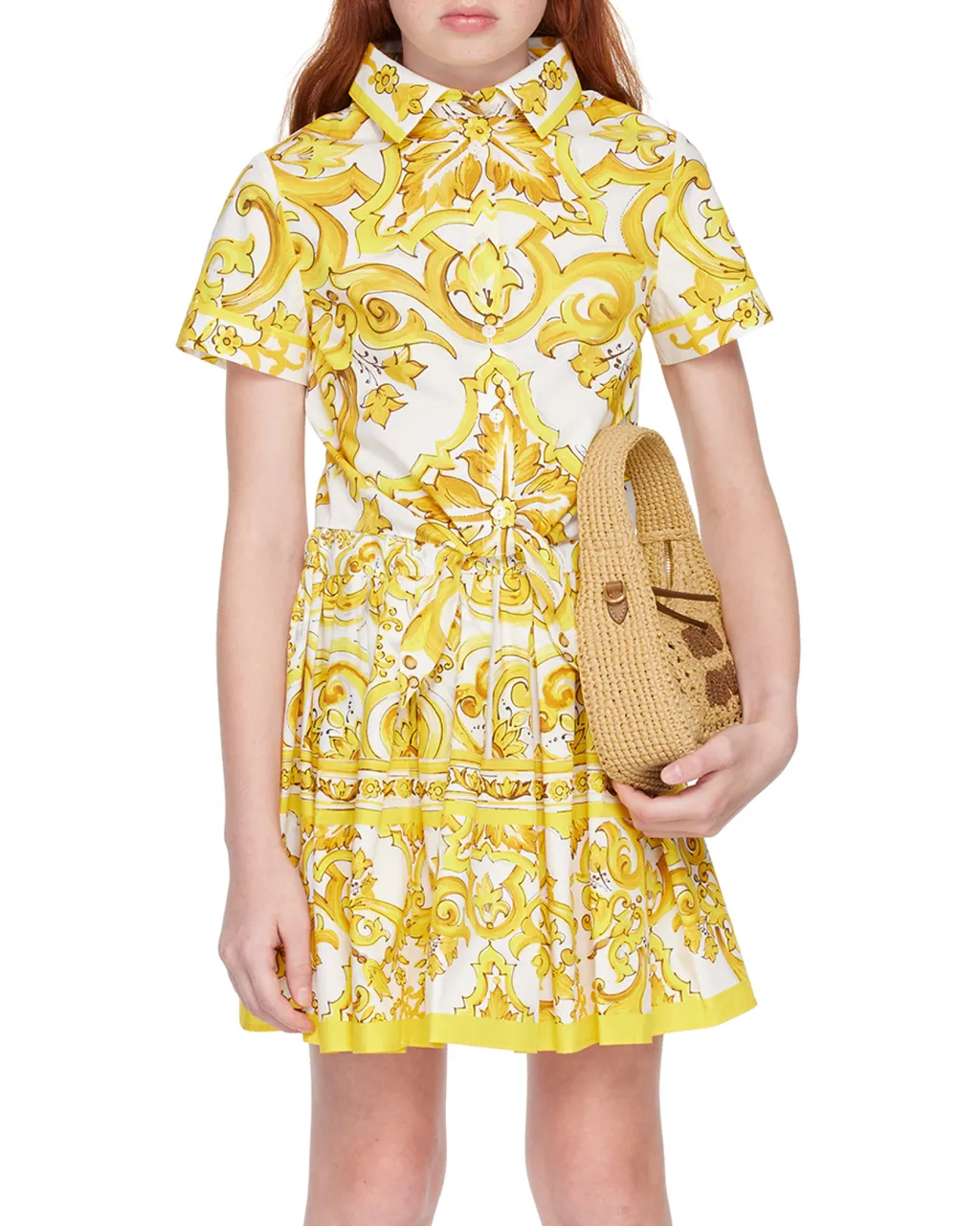 Majolica Tie Cropped Shirt
