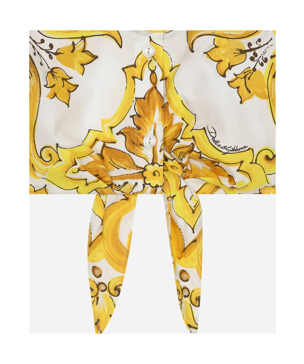 Majolica Tie Cropped Shirt