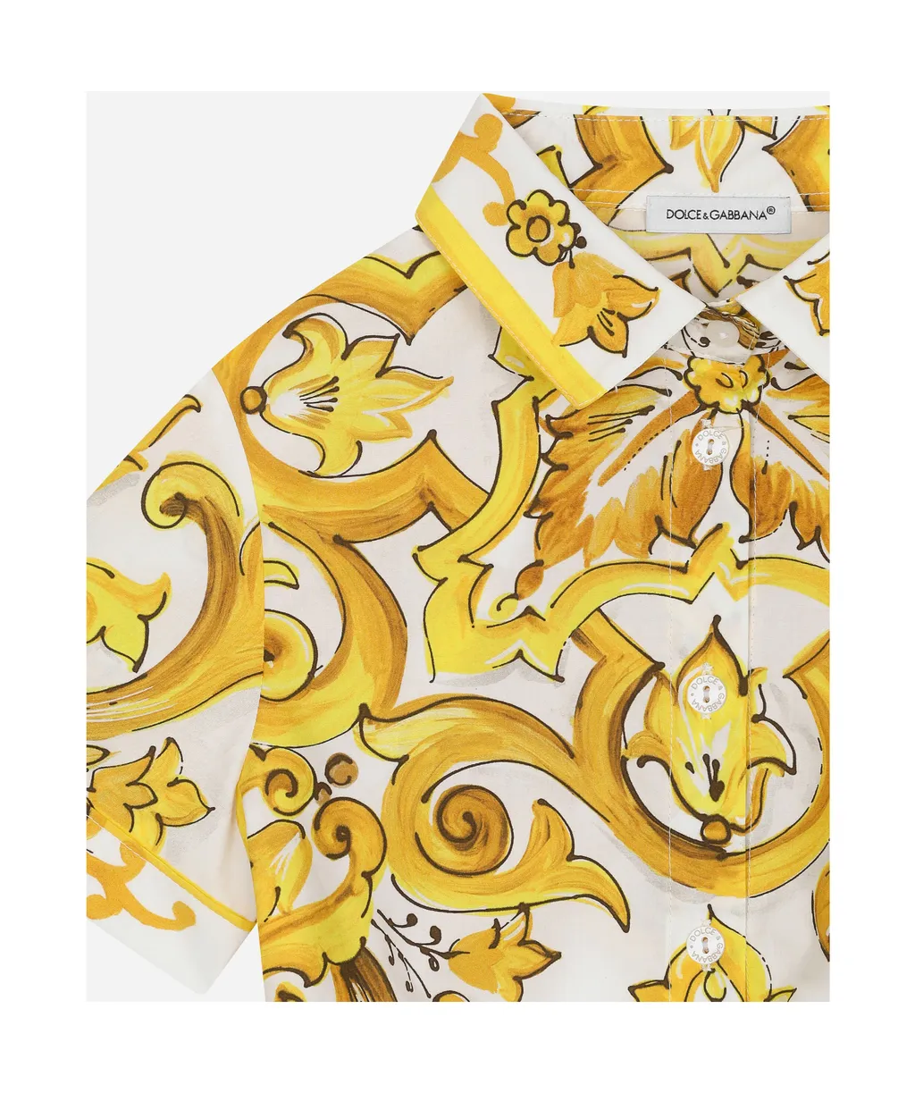 Majolica Tie Cropped Shirt