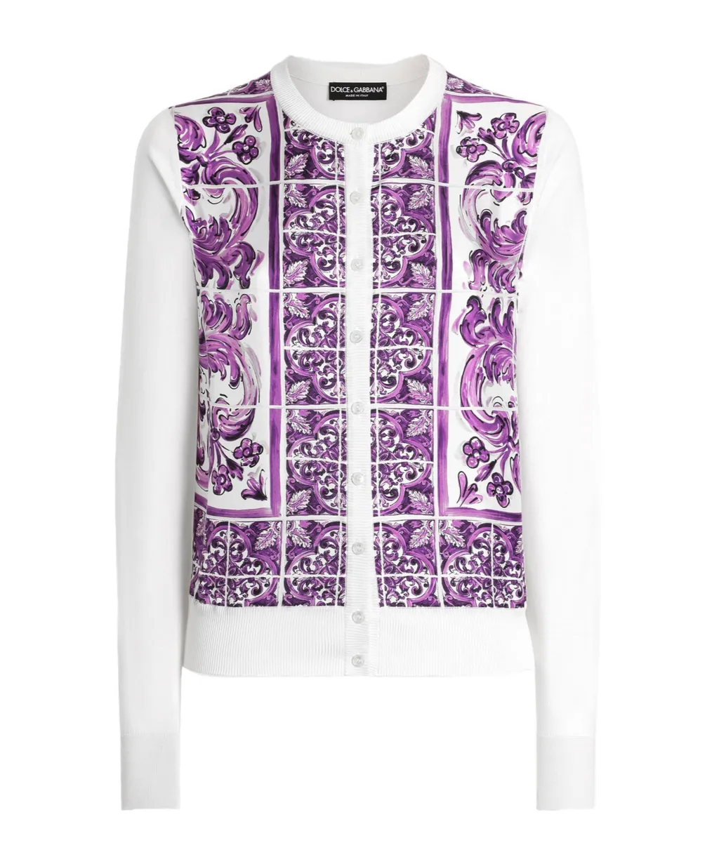 Graphic Printed Knitted Cardigan