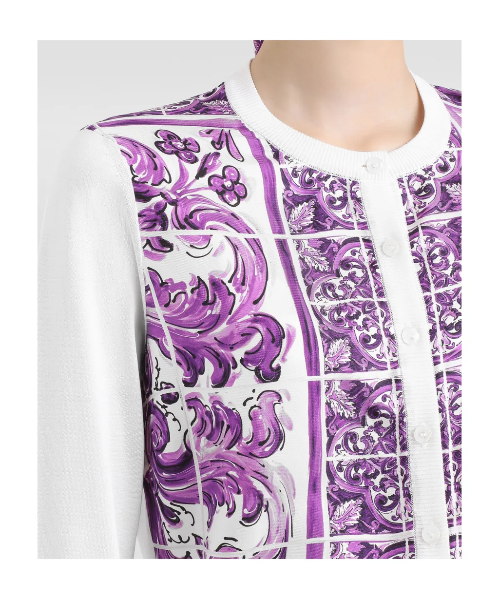Graphic Printed Knitted Cardigan