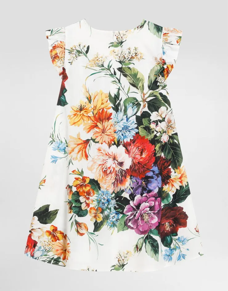 Flower-Print Poplin Dress