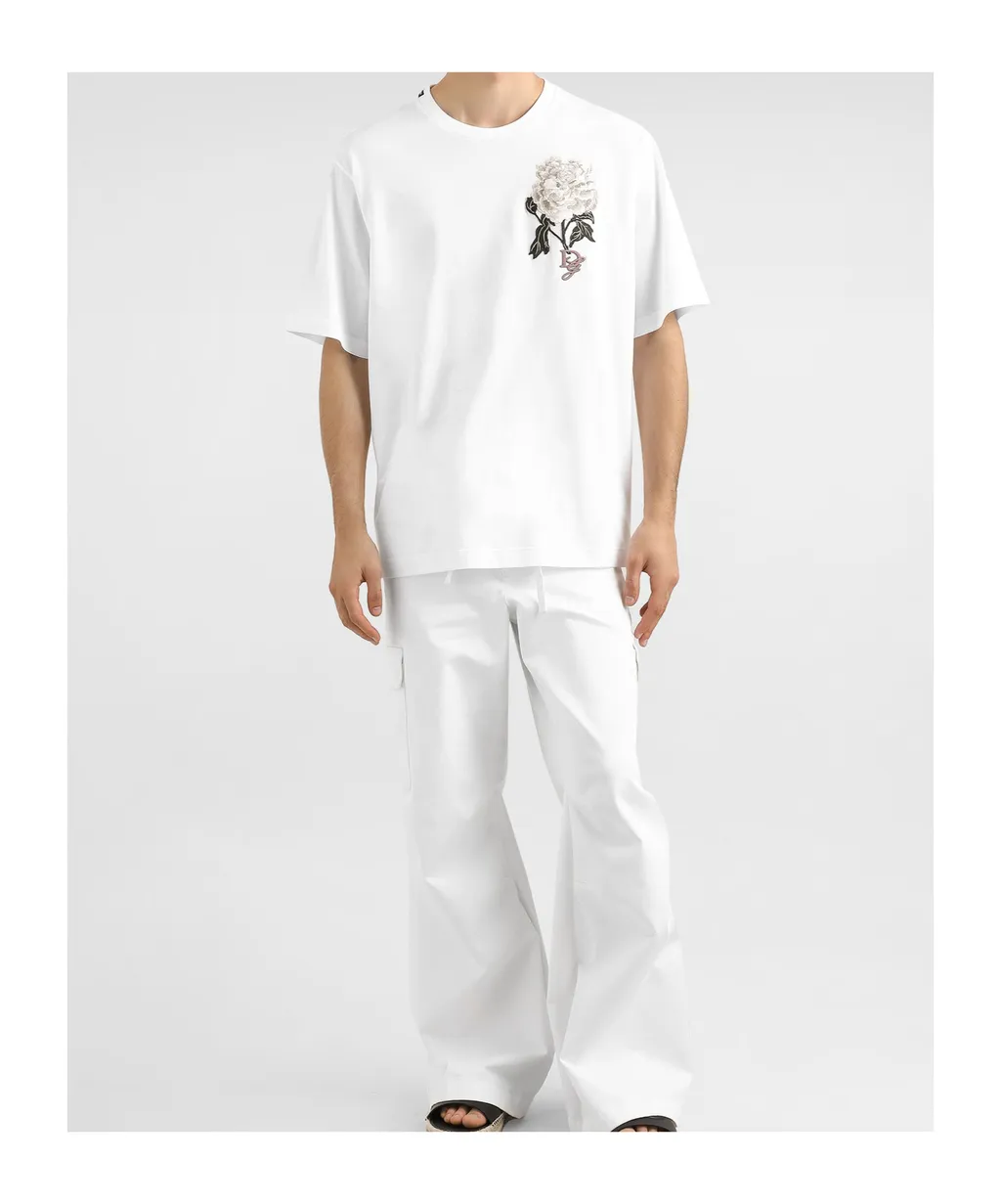 Rose-Embroidered T-Shirt