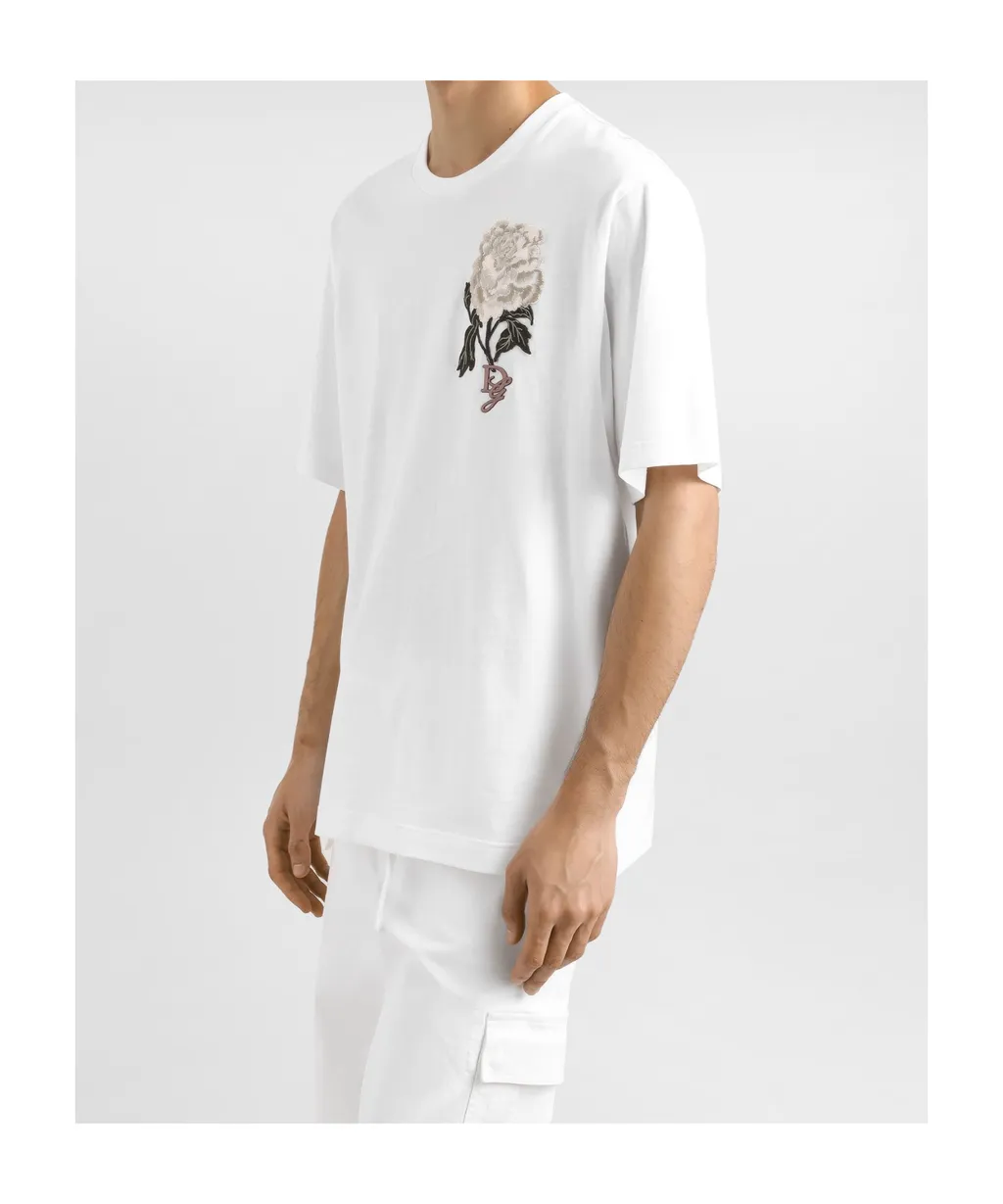 Rose-Embroidered T-Shirt