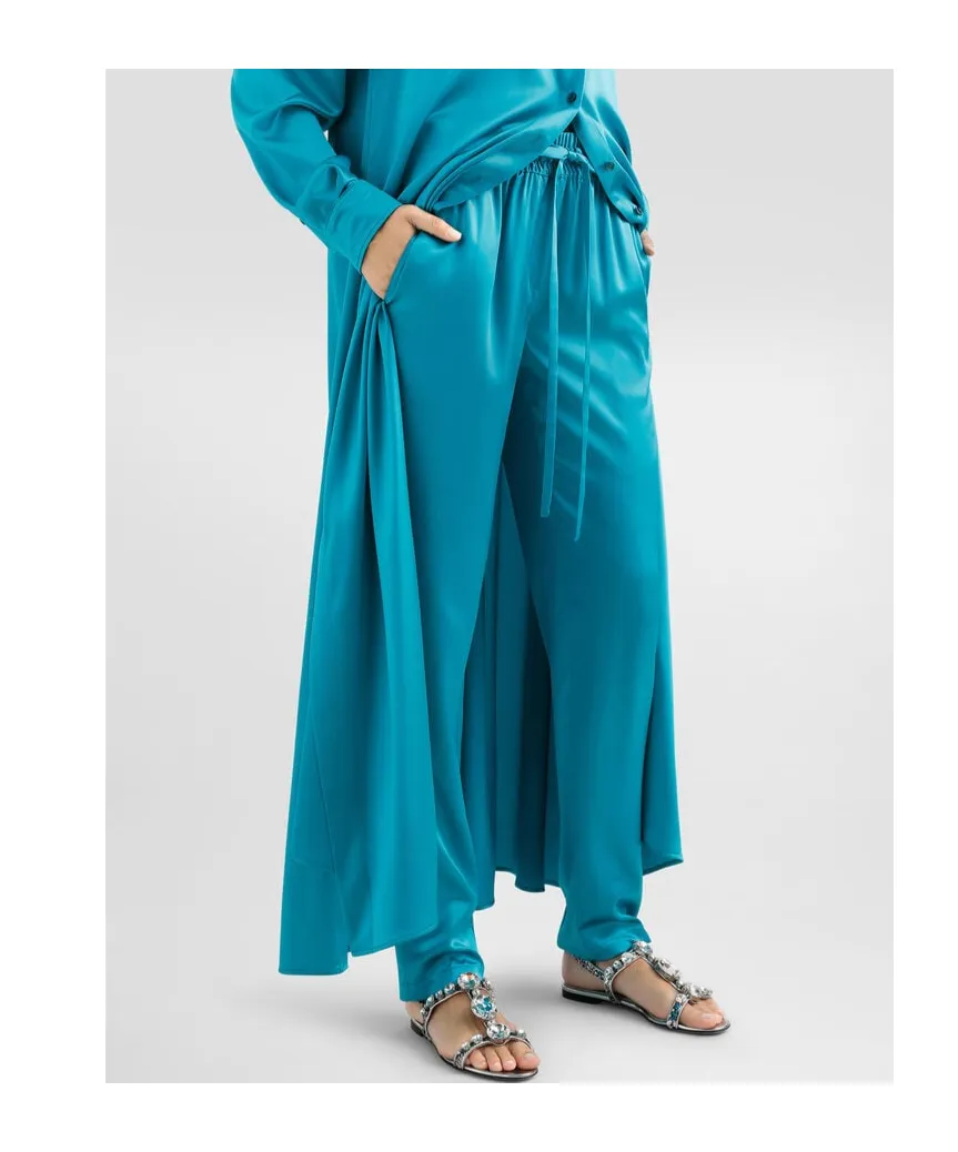 Drawstring-Waist Satin Trousers