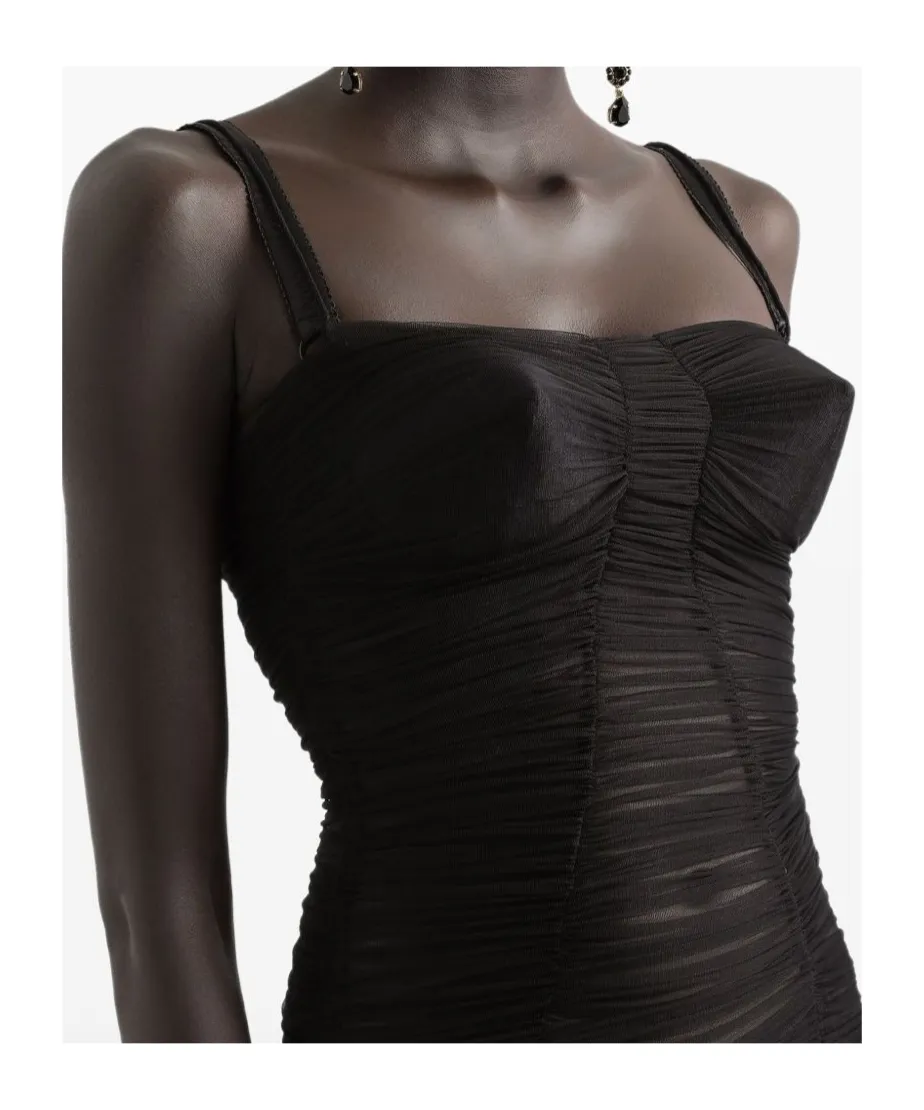 X Kim Draped Tulle Midi Dress