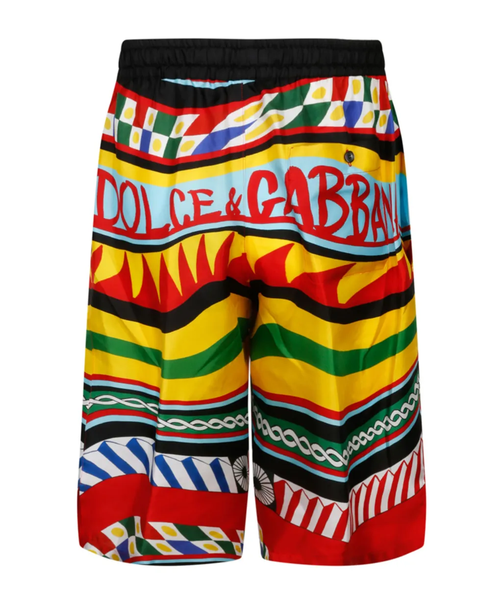 Carretto Printed Drawstring Bermuda Shorts