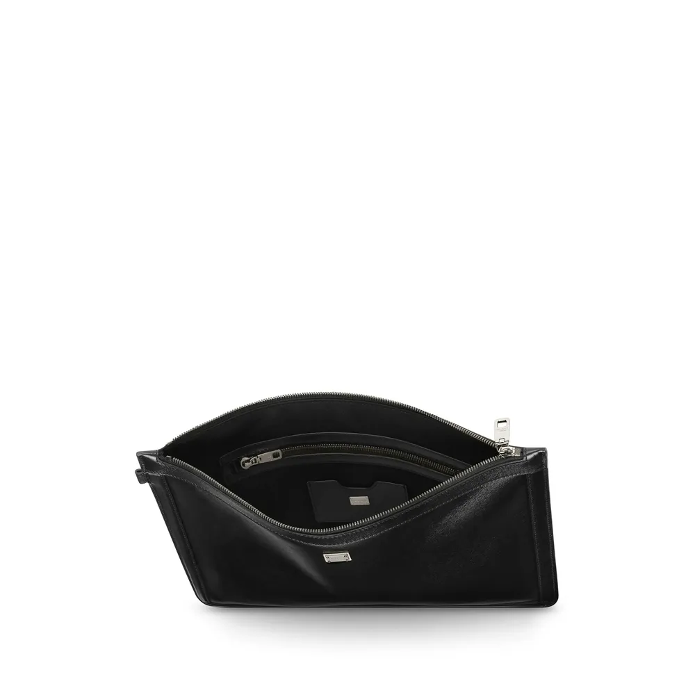 Logo Plaque Zipped Clutch Bag