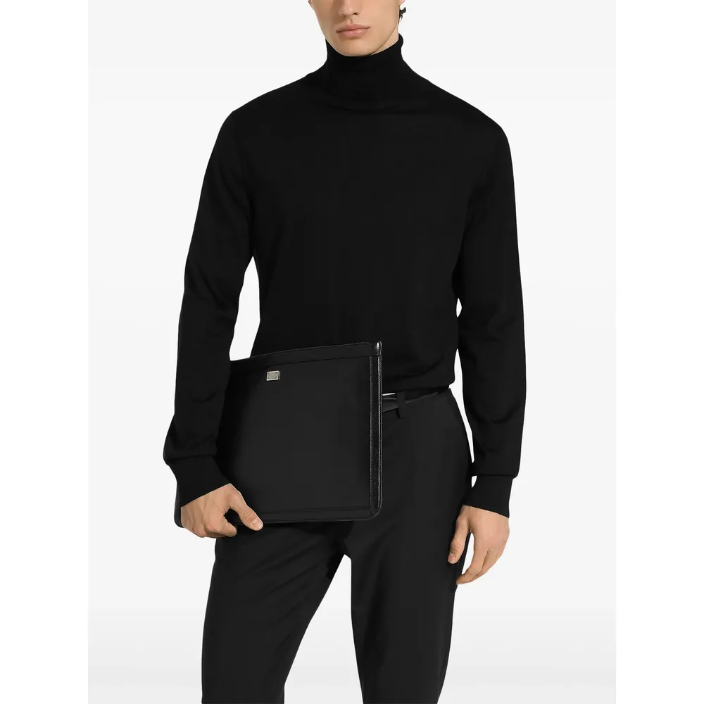 Logo Plaque Zipped Clutch Bag