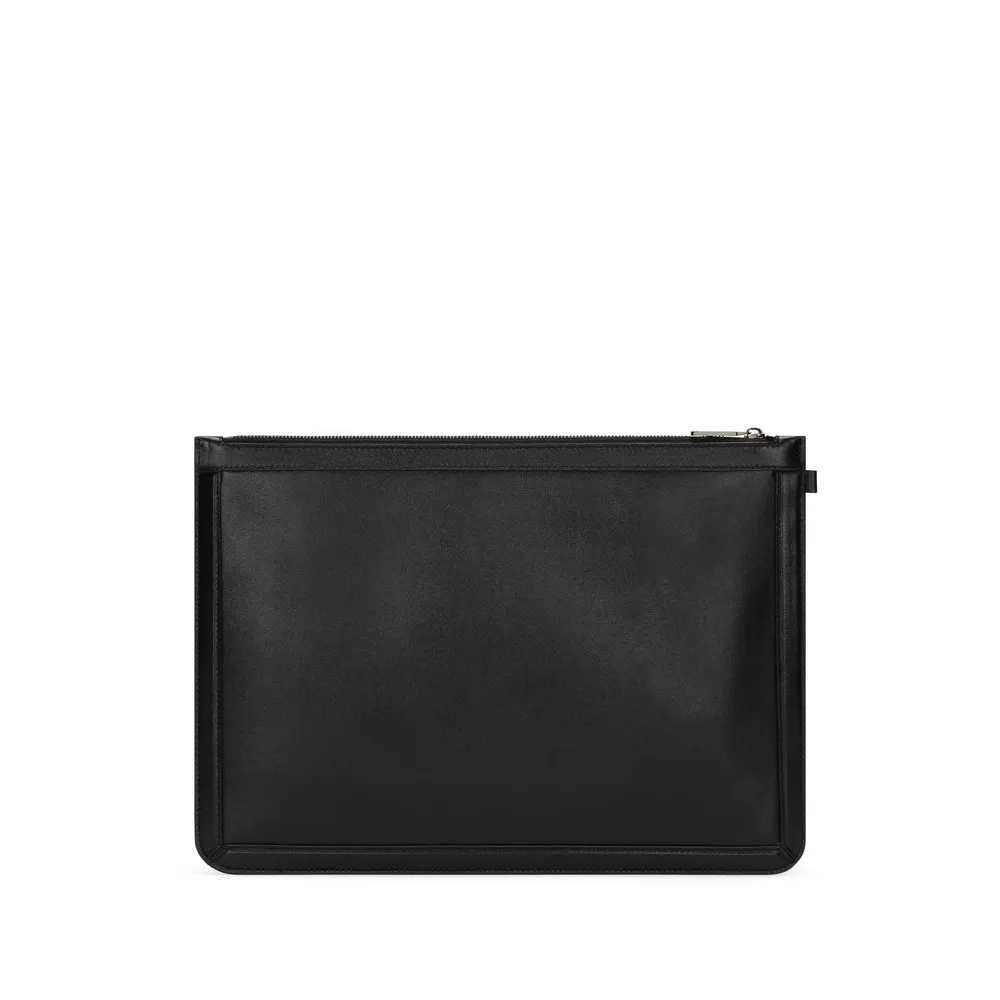 Logo Plaque Zipped Clutch Bag