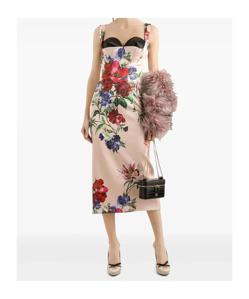 Floral Printed Sleeveless Midi Dress