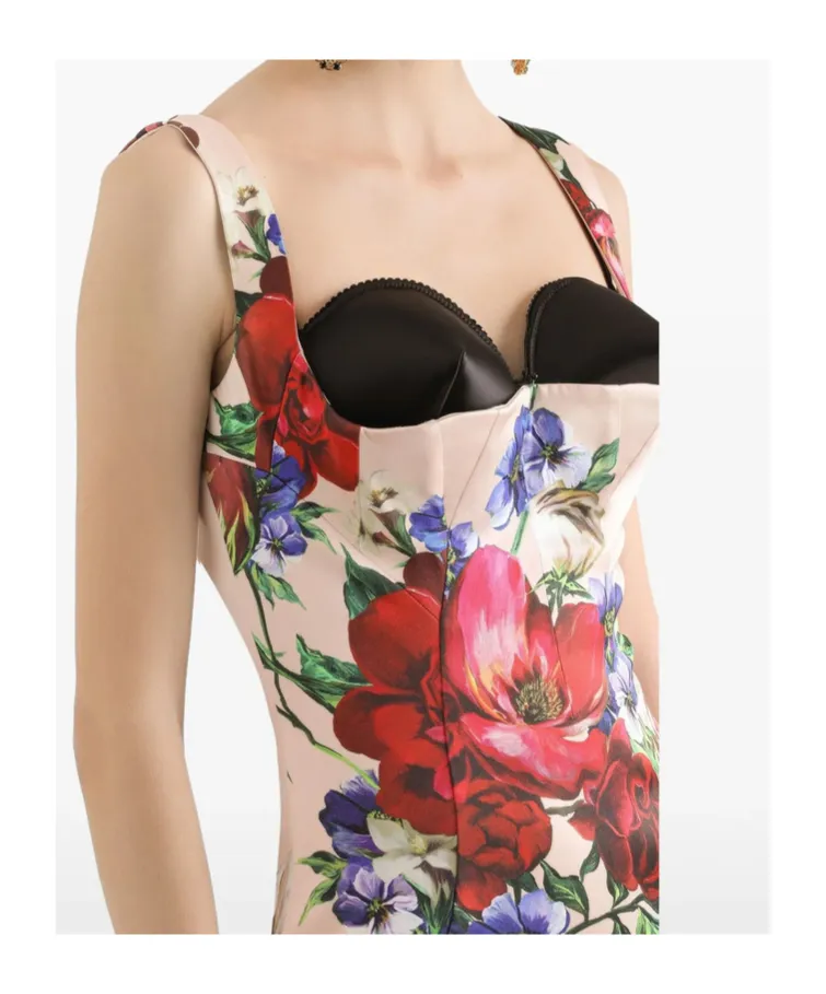 Floral Printed Sleeveless Midi Dress