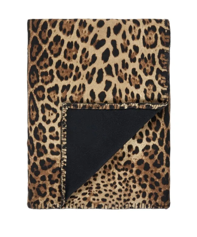Logo-Patch Leopard-Printed Blanket