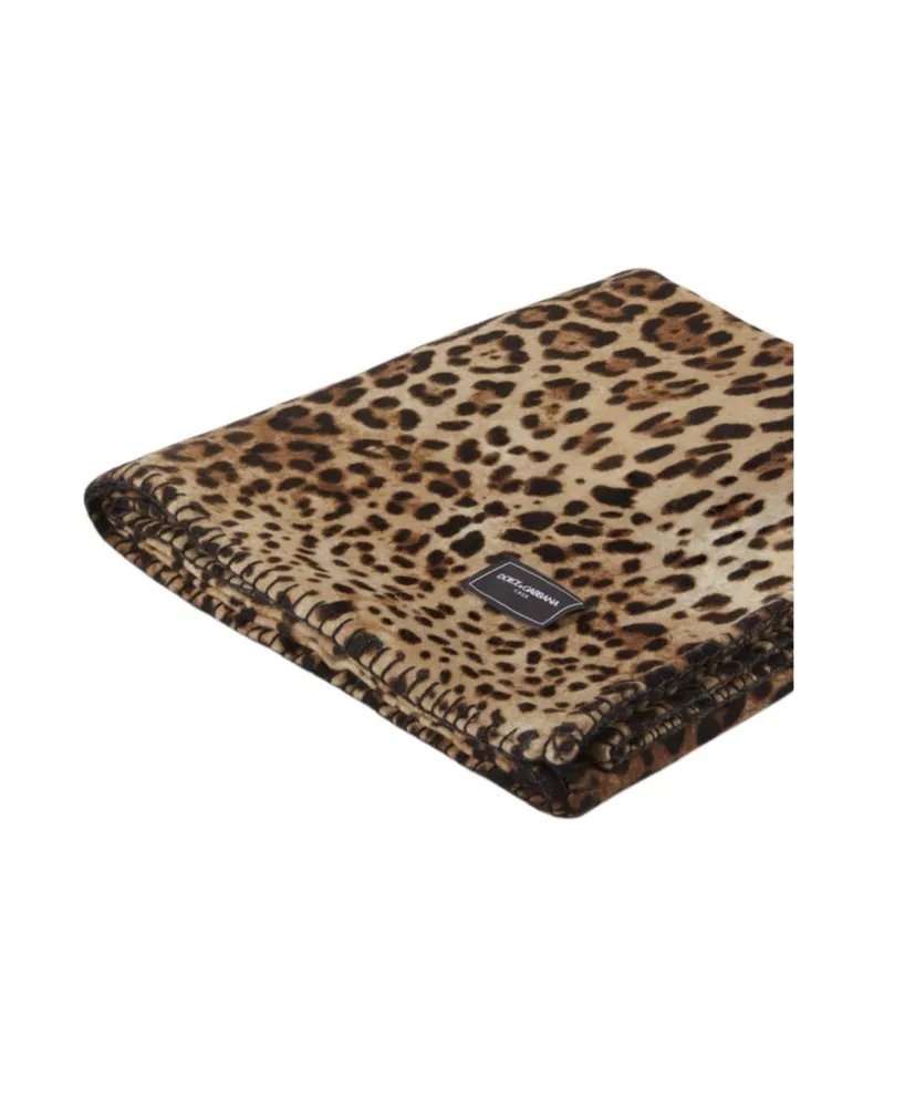 Logo-Patch Leopard-Printed Blanket
