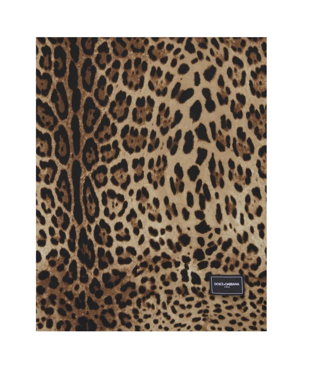 Logo-Patch Leopard-Printed Blanket