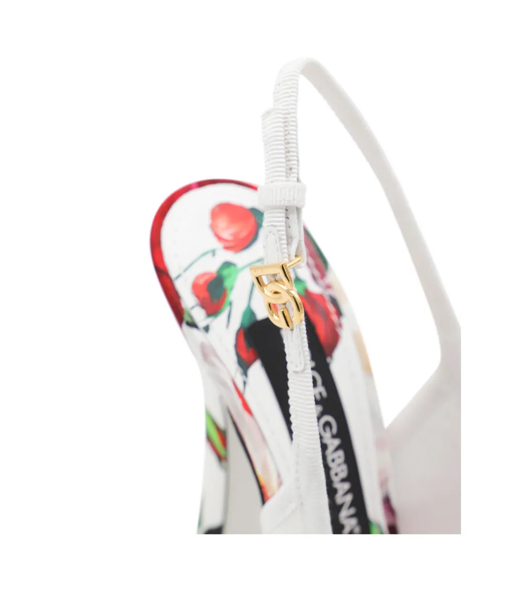 Floral Printed Satin Slingbacks