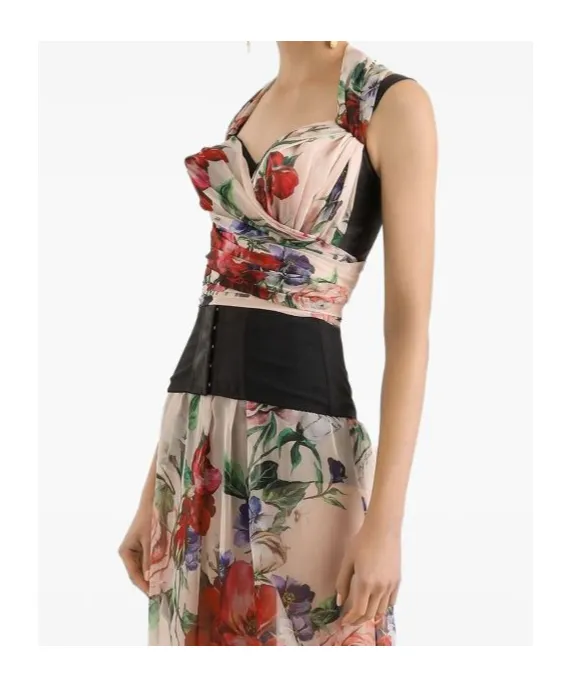 Floral Printed Chiffon Corset Top