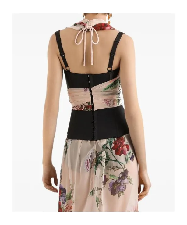 Floral Printed Chiffon Corset Top