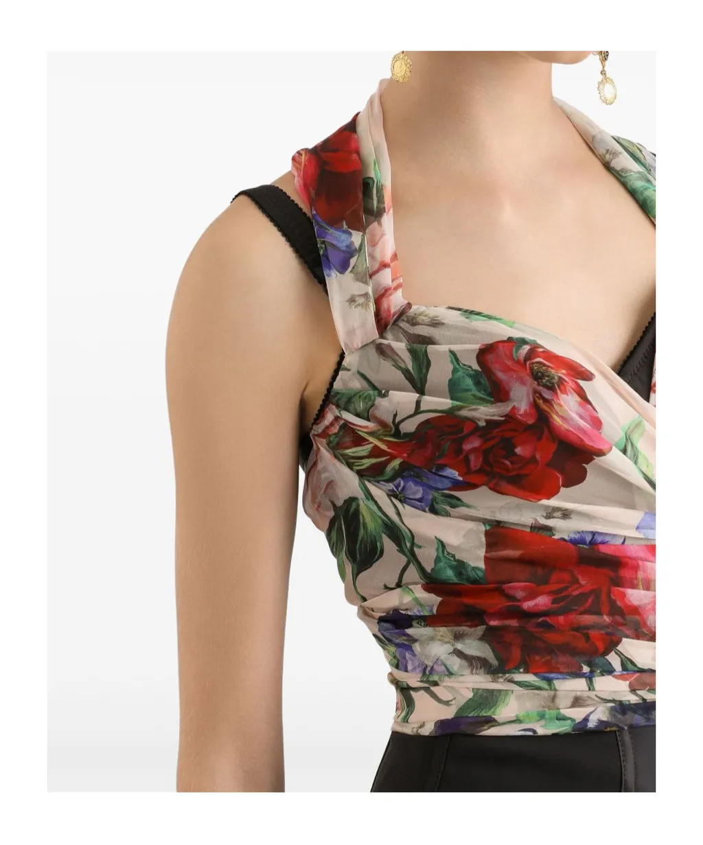 Floral Printed Chiffon Corset Top
