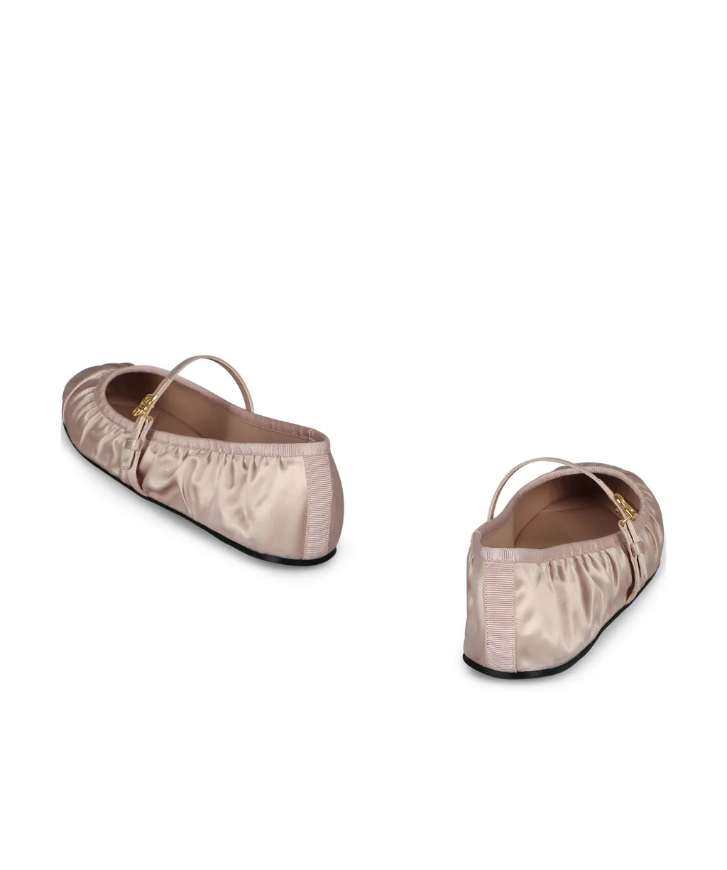 Dg Logo Plaque Satin Ballet Flats