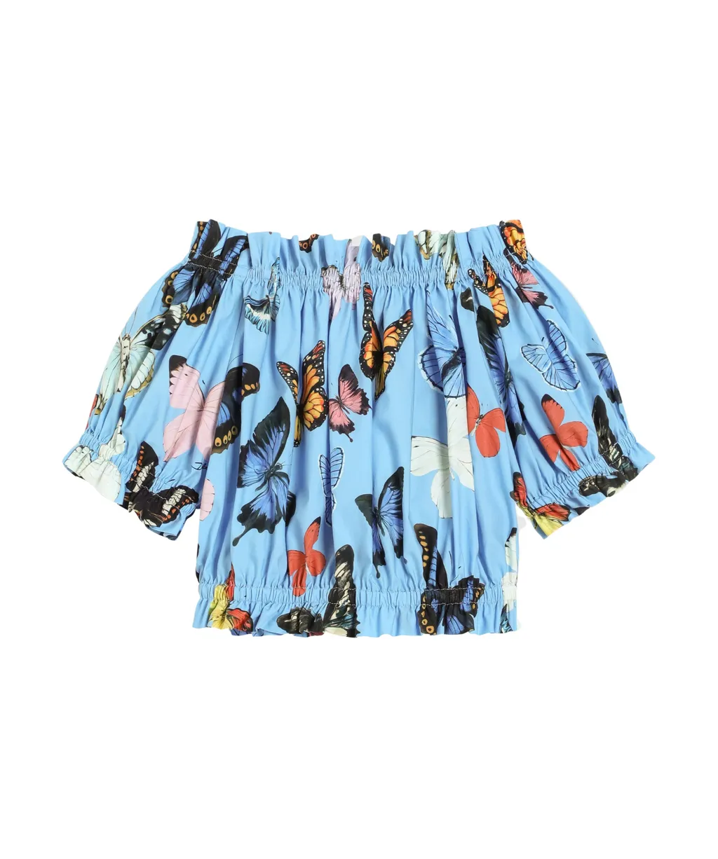 Butterfly Printed Poplin Top