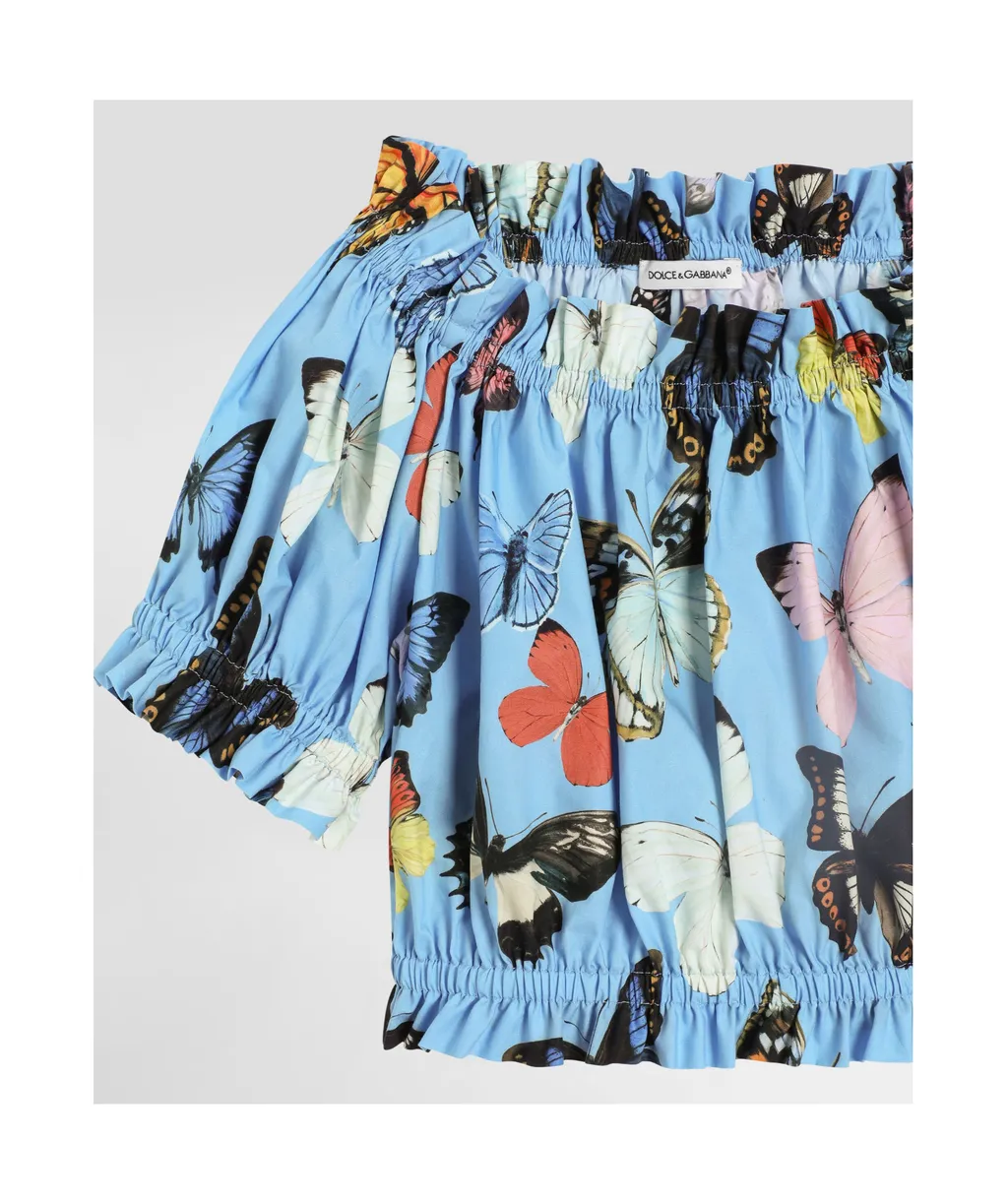 Butterfly Printed Poplin Top