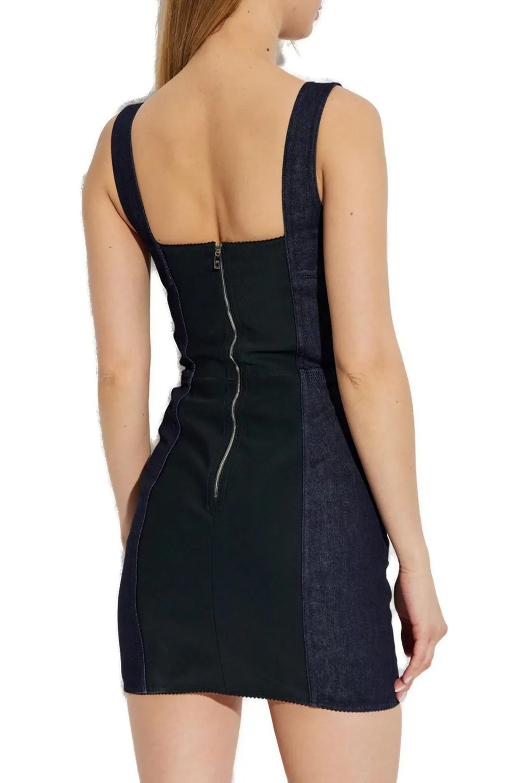 Logo Plaque Mini Denim Dress